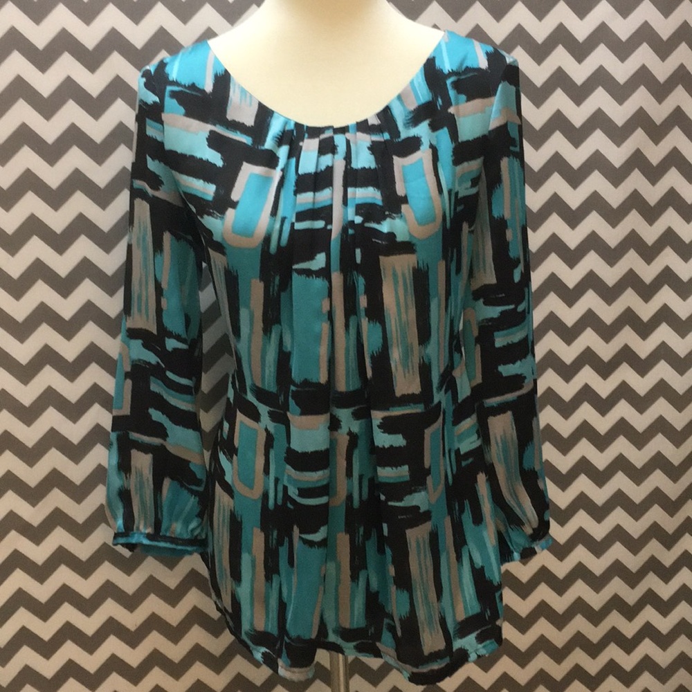 Fred David blouse multi colored block sz XL‎